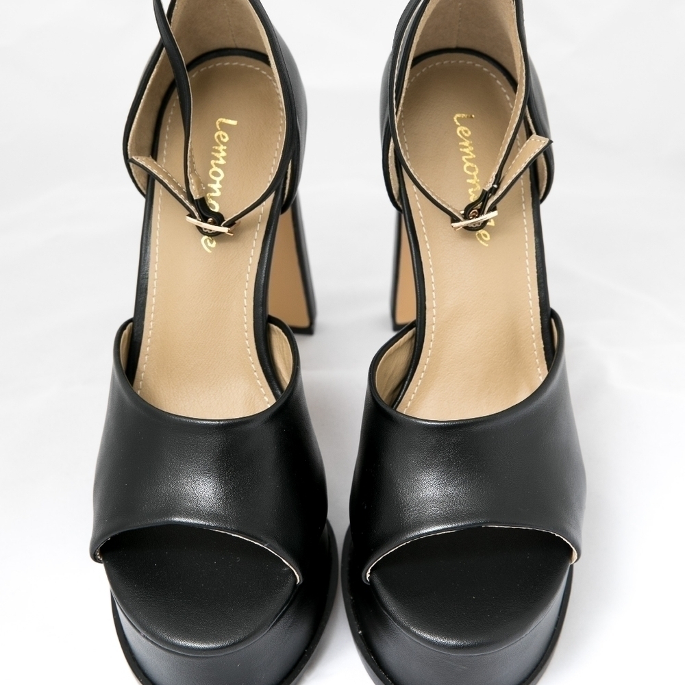 Black platform heels with ankle strap